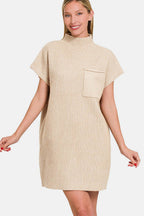 Zenana Short Sleeve Sweater Mini Dress - Delanoir