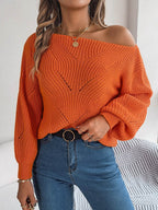 Openwork Long Sleeve Sweater - Delanoir