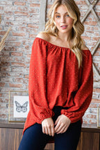 Heimish Full Size Swiss Dot Off Shoulder Top - Delanoir