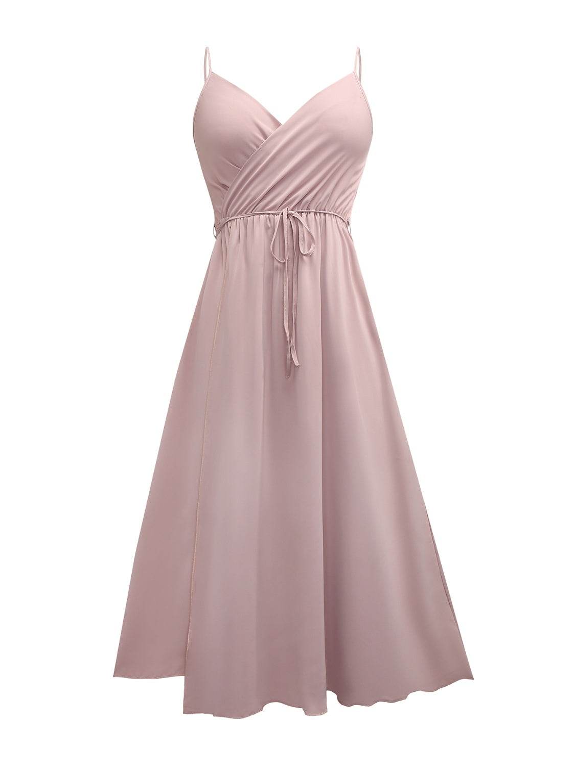 Honey Tied Surplice Sleeveless Midi Cami Dress - Delanoir