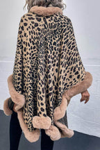 Leopard Open Front Poncho - Delanoir