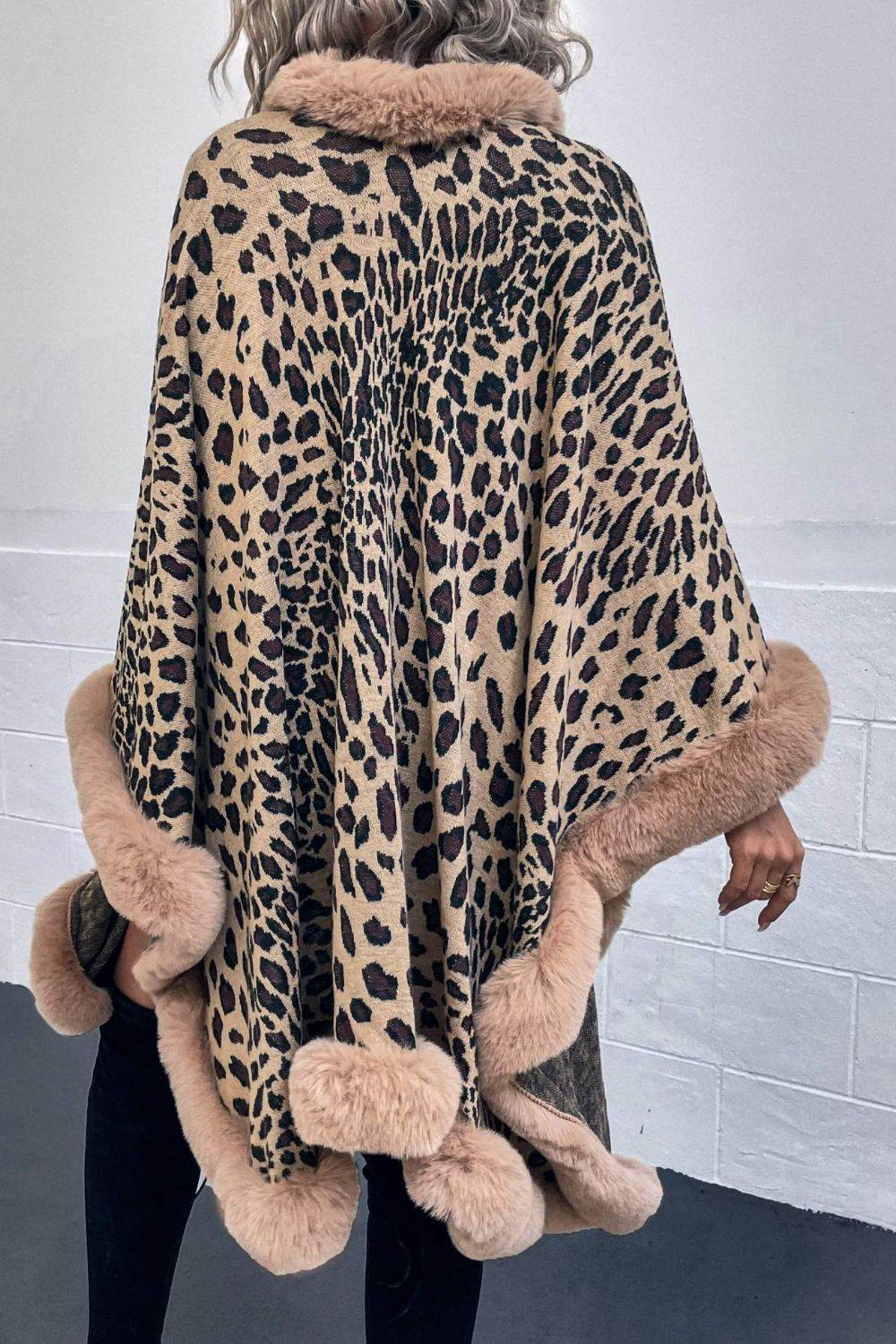 Leopard Open Front Poncho - Delanoir