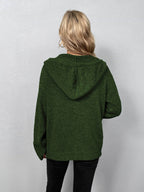 Button-Down Long Sleeve Hooded Sweater - Delanoir