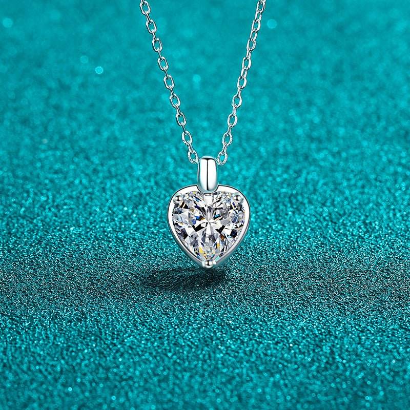 2 Carat Moissanite 925 Sterling Silver Heart Shape Necklace - Delanoir