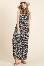 BOMBOM Leopard Maxi Dress with Pockets - Delanoir