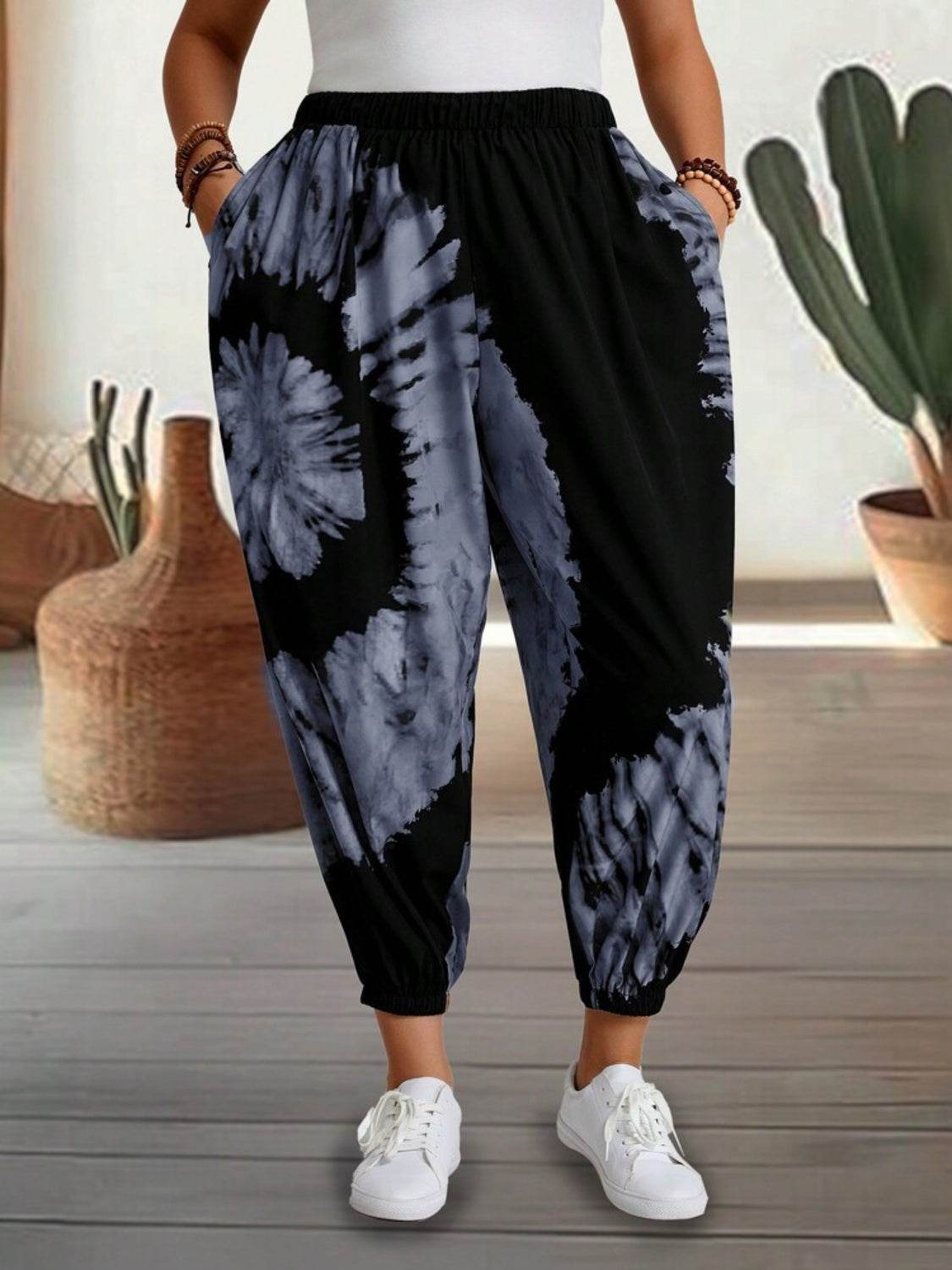 Tie-Dye Elastic Waist Pants - Delanoir