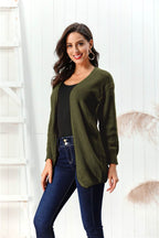 Open Front Long Sleeve Cardigan - Delanoir