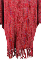 Fringe Detail Printed Poncho - Delanoir