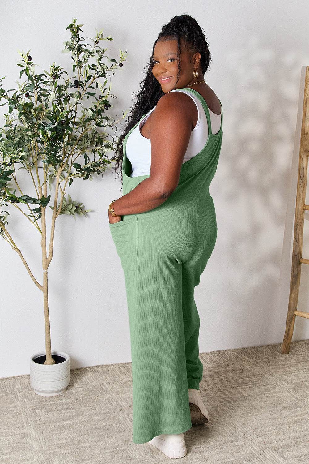 Double Take Full Size Wide Strap Overall with Pockets - Delanoir