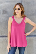 Basic Bae Full Size Lace Detail V-Neck Cutout Cami - Delanoir