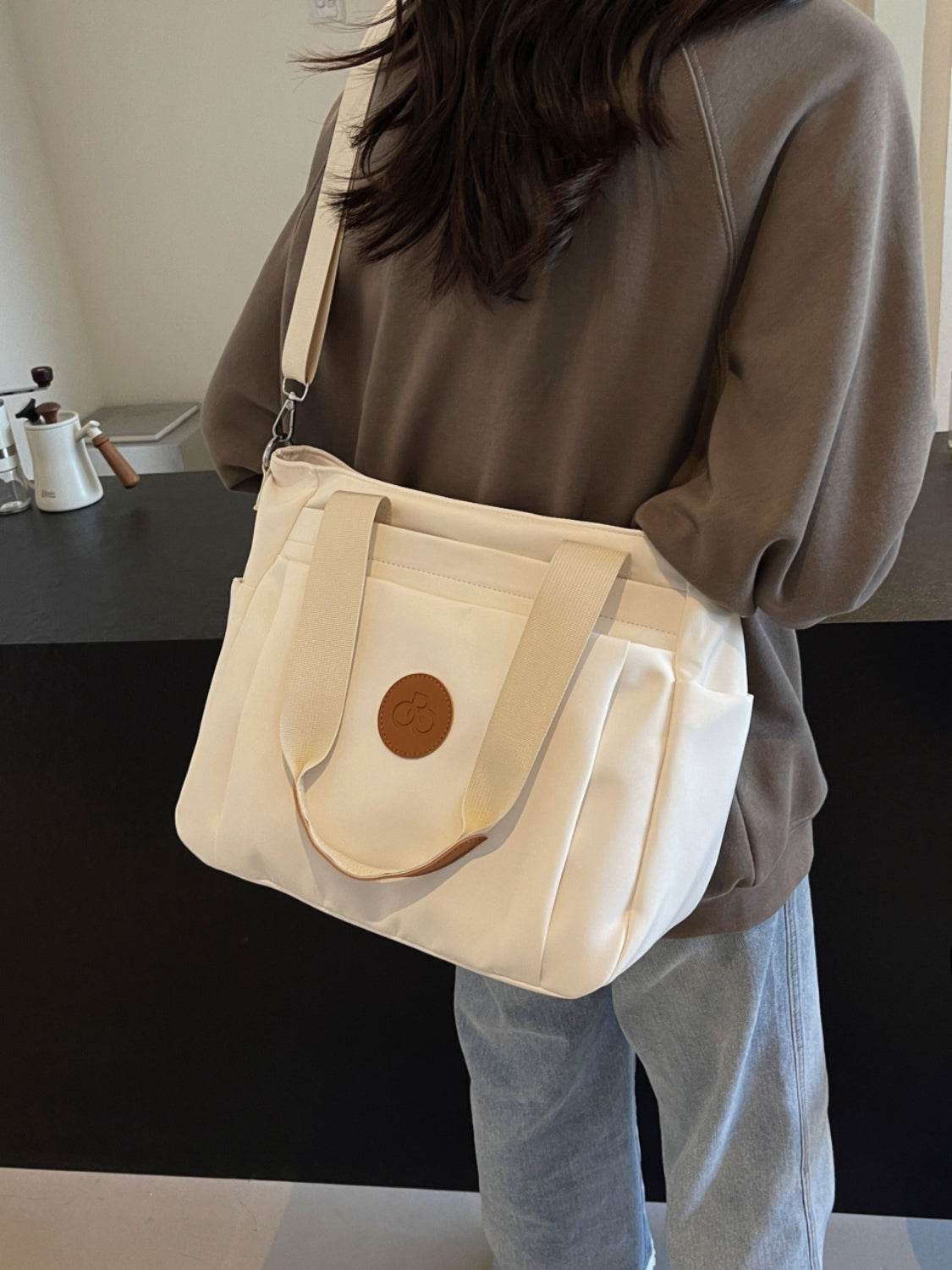 Nylon Solid Color Tote Bag - Delanoir