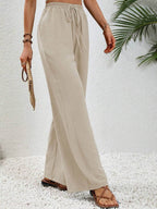 Wide Leg Drawstring Pants - Delanoir