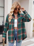 Mandy Plaid Button Up Long Sleeve Shirt - Delanoir