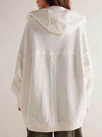 Exposed Seam Open Front Batwing Sleeve Hooded Cardigan - Delanoir