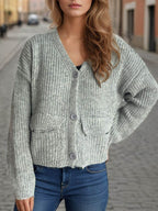Button Down Long Sleeve Cardigan - Delanoir