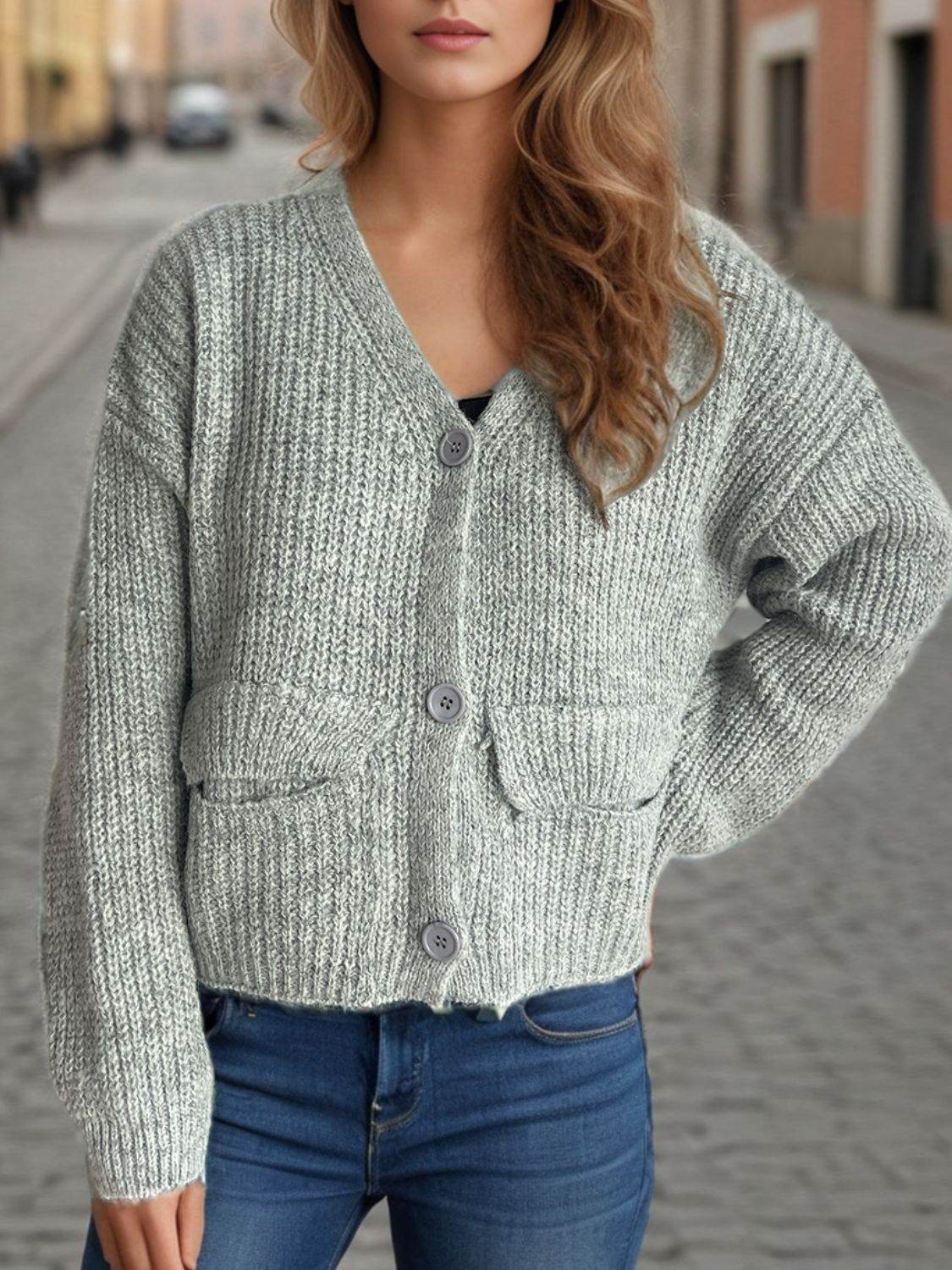 Button Down Long Sleeve Cardigan - Delanoir