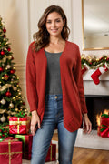 Open Front Long Sleeve Cardigan - Delanoir