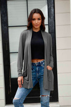 Basic Bae Full Size Open Front Long Sleeve Cardigan with Pockets - Delanoir