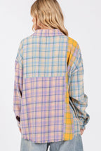 SAGE + FIG Button Up Raw Hem Plaid Flannel Shirt - Delanoir