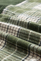 Snap Down Collared Neck Plaid Shacket - Delanoir