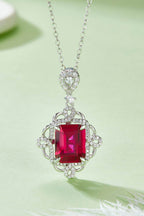 925 Sterling Silver Ruby Pendant Necklace - Delanoir