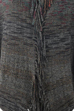Multicolored Fringe Trim Poncho - Delanoir