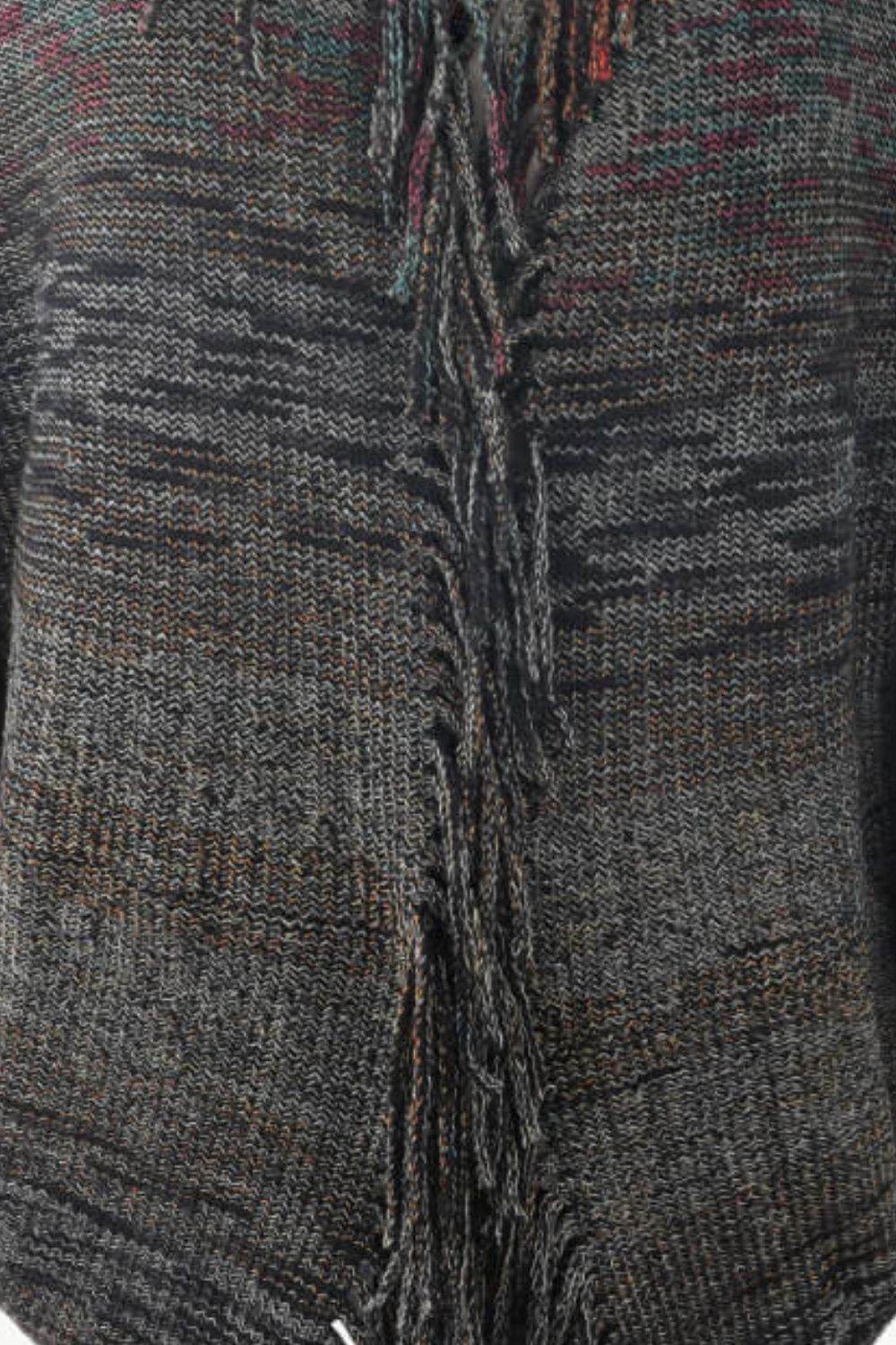 Multicolored Fringe Trim Poncho - Delanoir