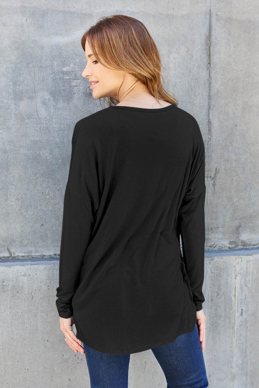 Basic Bae Full Size Round Neck Dropped Shoulder T-Shirt - Delanoir