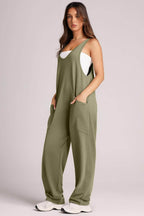 Lovelet Wide Strap Jumpsuit with Pockets - Delanoir