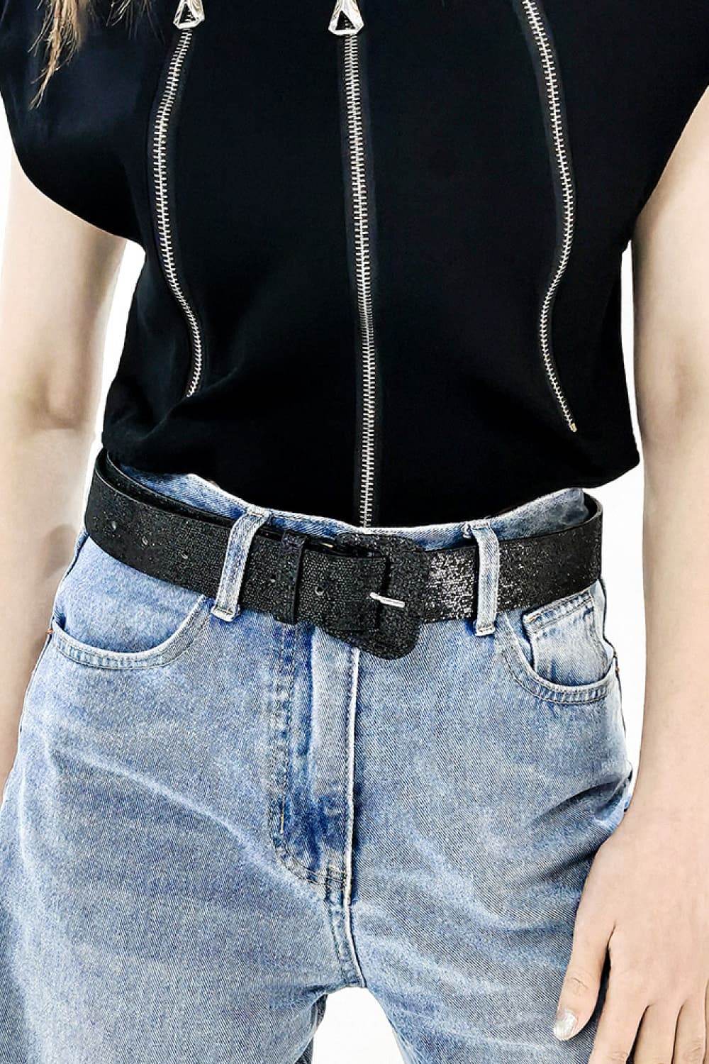 Glitter PU Leather Belt - Delanoir