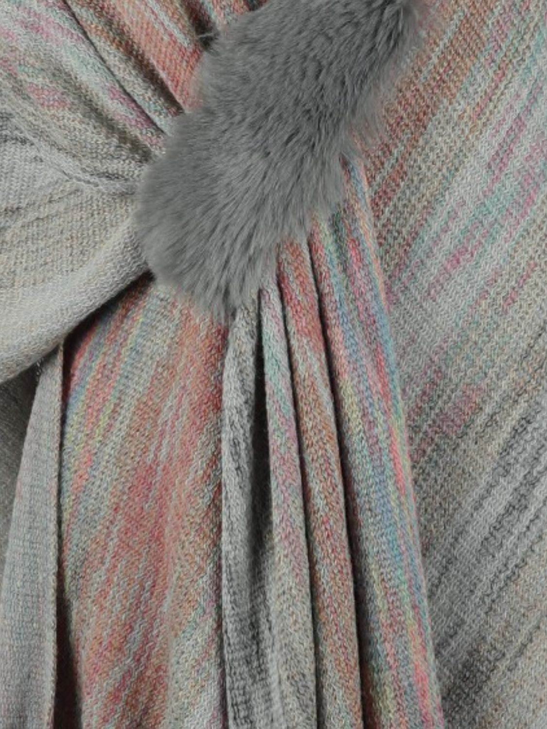 Heathered Fringe Hem Poncho - Delanoir