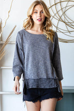 Reborn J Boat Neck Exposed Seam Slit Top - Delanoir