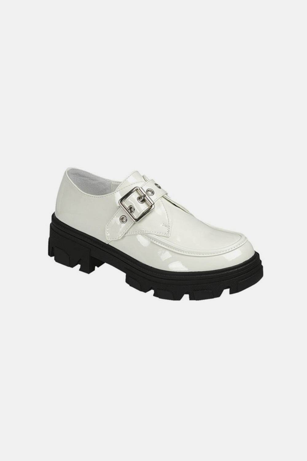 Forever Link Buckled Platform Lug Sole Loafers - Delanoir