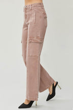 RISEN Full Size High Rise Wide Leg Cargo Jeans - Delanoir
