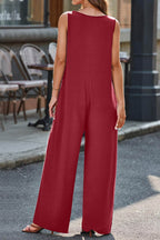 Full Size V-Neck Wide Strap Jumpsuit - Delanoir