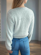 Cutout Knot Button Long Sleeve Cardigan - Delanoir