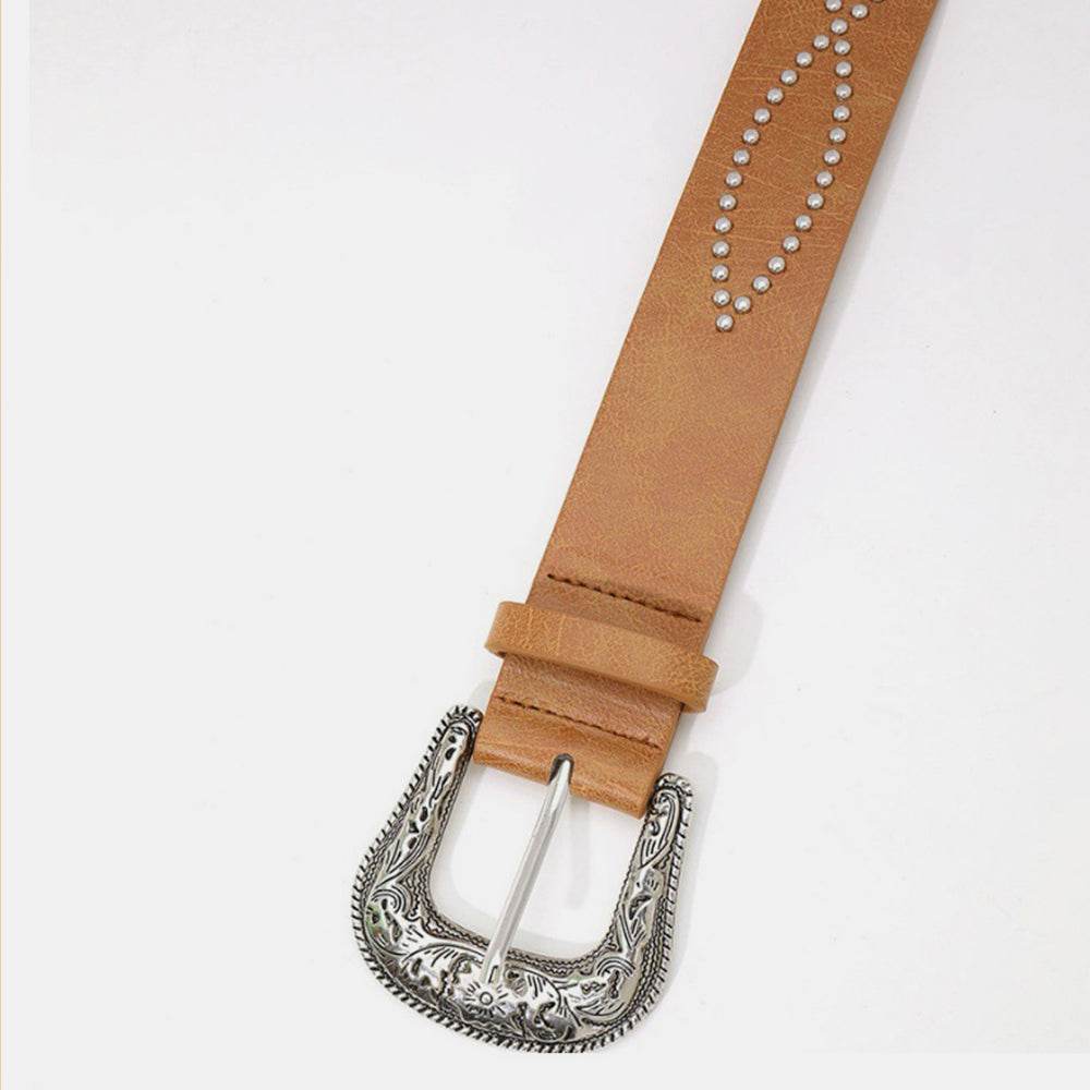 PU Leather Rhinestone Belt - Delanoir