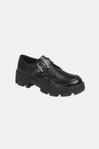 Forever Link Buckled Platform Lug Sole Loafers - Delanoir