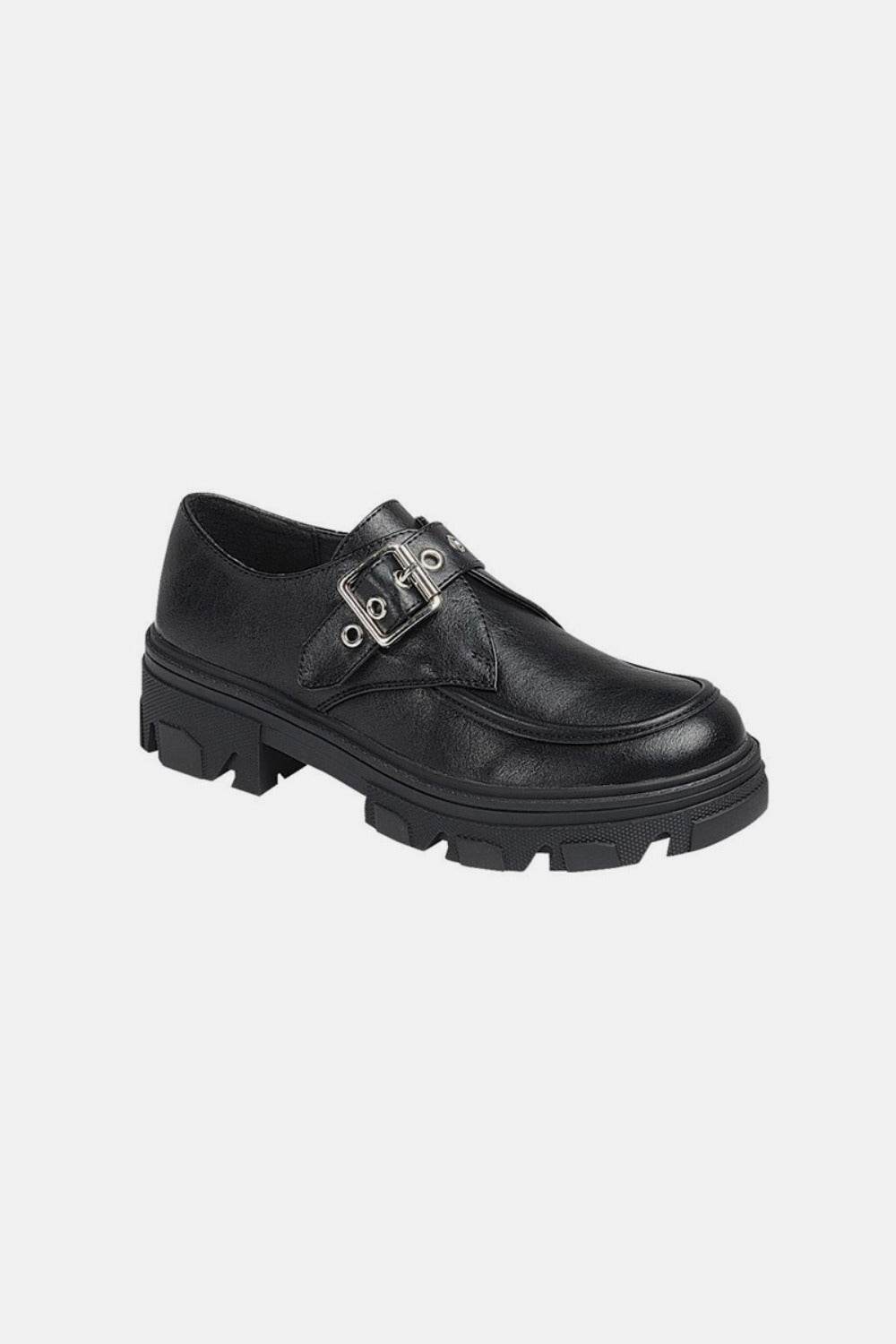 Forever Link Buckled Platform Lug Sole Loafers - Delanoir
