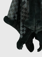 Checkered Faux Fur Trim Poncho - Delanoir
