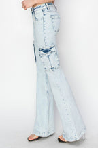 RISEN Full Size High Rise Cargo Flare Jeans - Delanoir