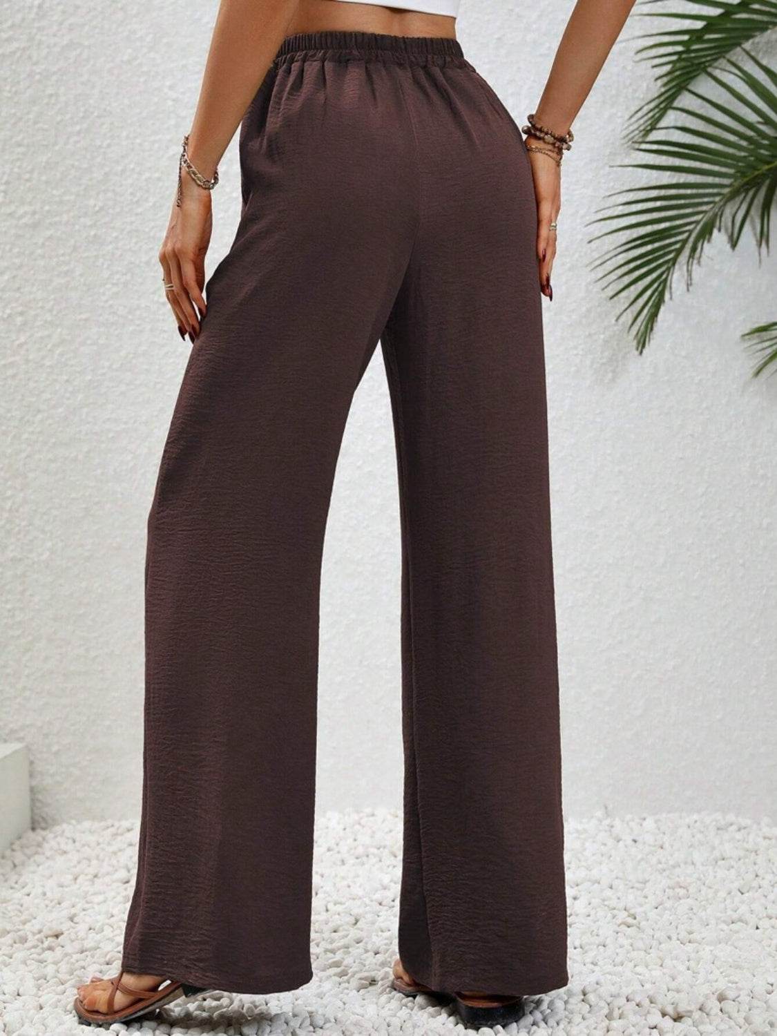 Wide Leg Drawstring Pants - Delanoir