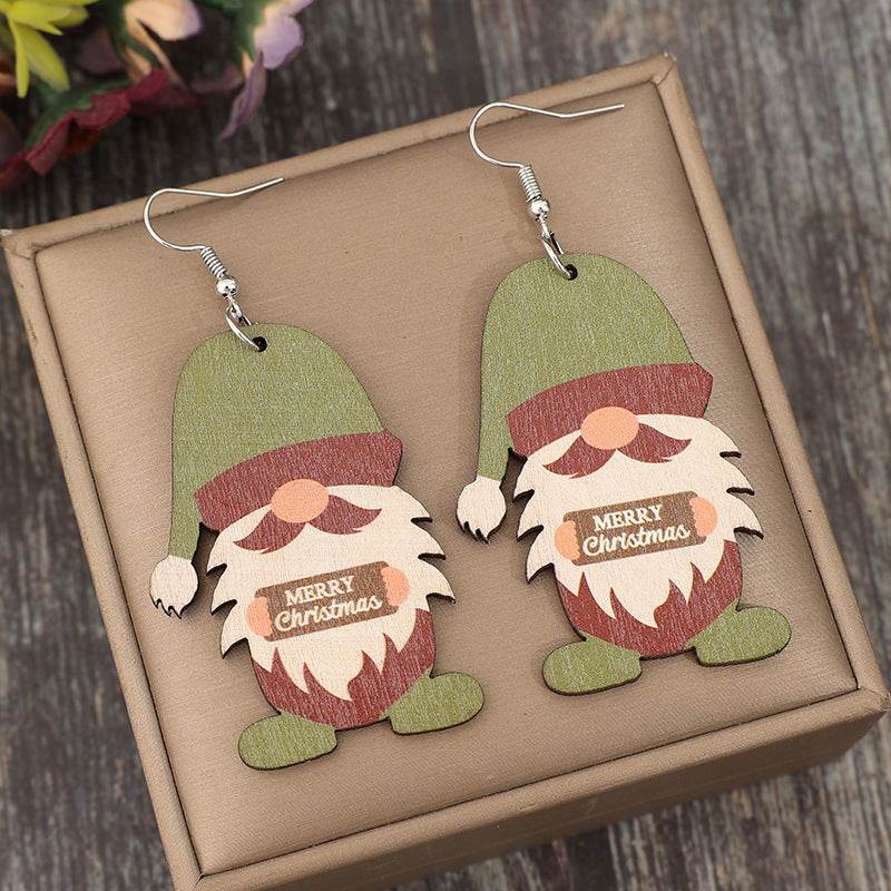 Wooden Gnome Dangle Earrings - Delanoir