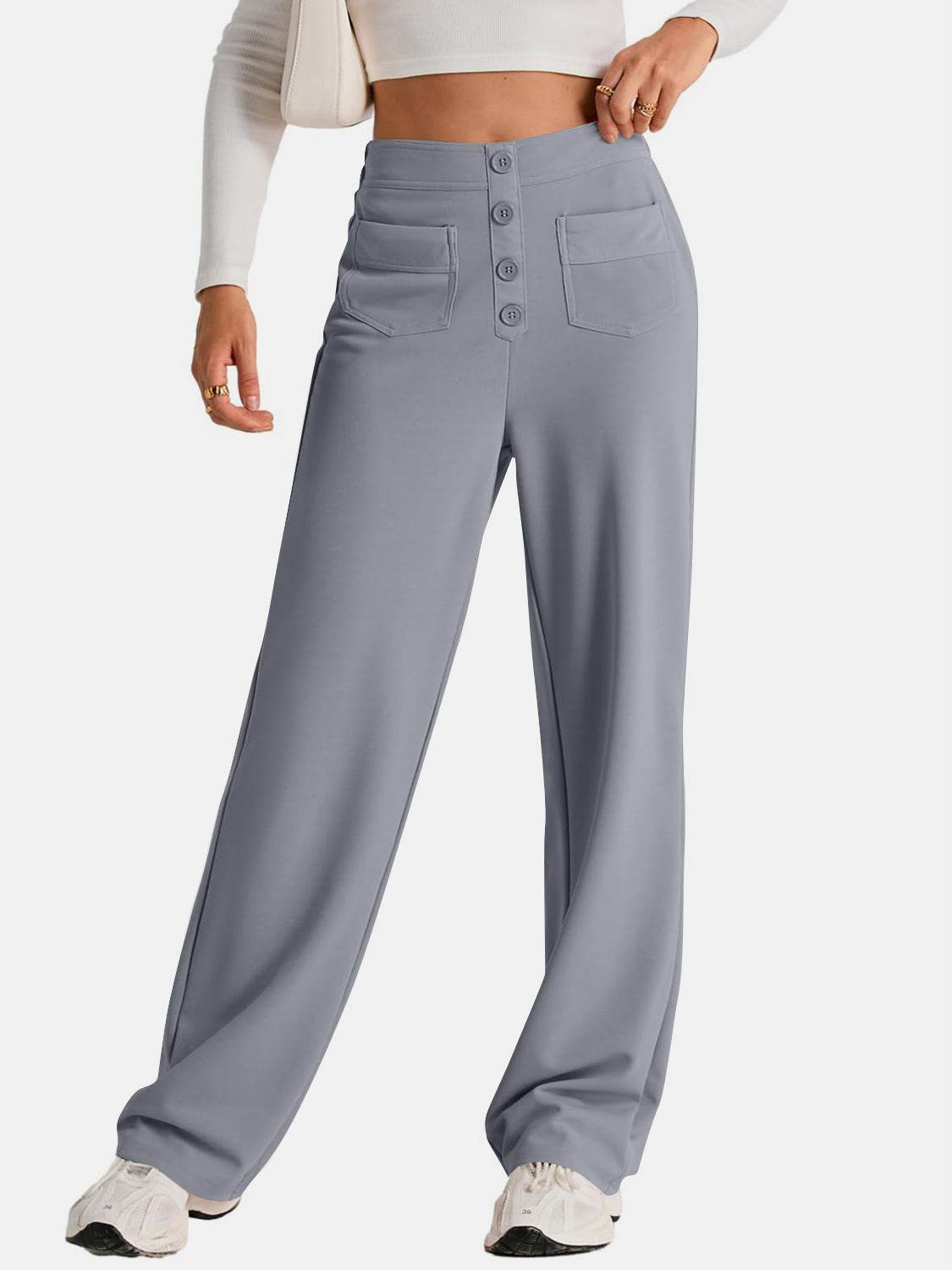 High Waist Wide Leg Pants - Delanoir