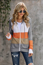 Zip-Up Raglan Sleeve Openwork Hooded Cardigan - Delanoir