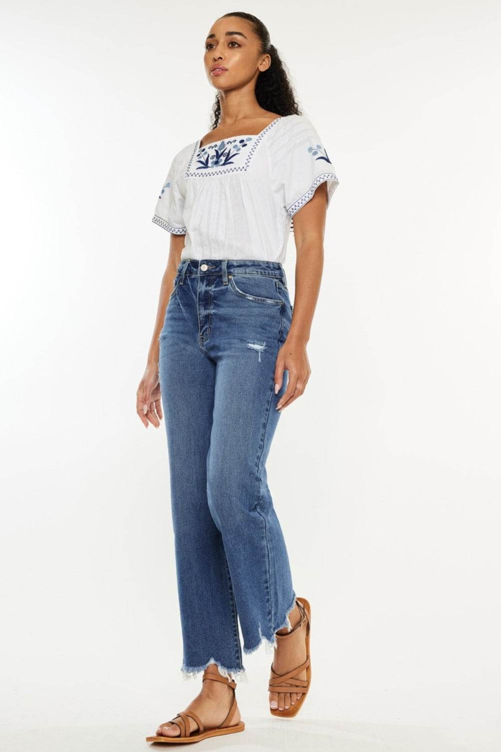 Kancan Full Size High Rise Slim Wide Leg Jeans - Delanoir