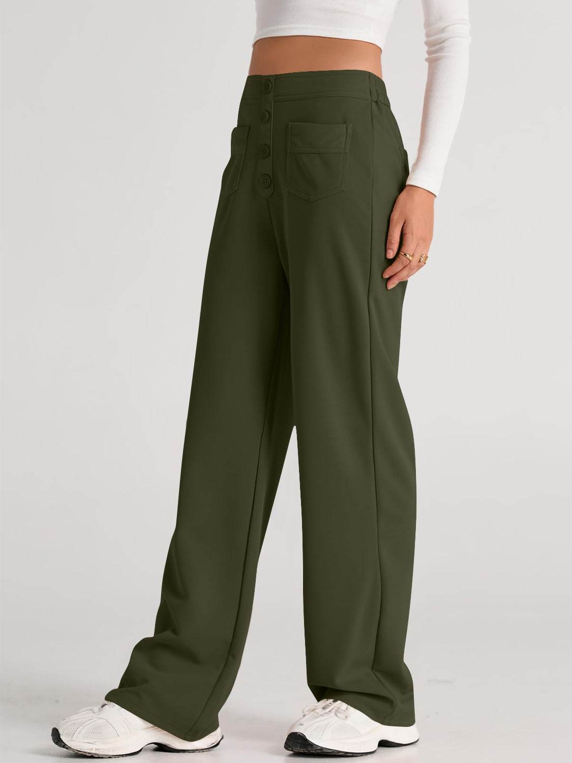 High Waist Wide Leg Pants - Delanoir