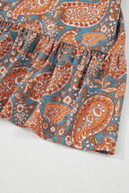 Ruffle Hem Printed Long Sleeve Dress - Delanoir