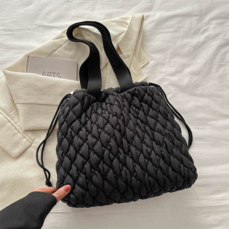 Drawstring Bubble Texture Tote Bag - Delanoir