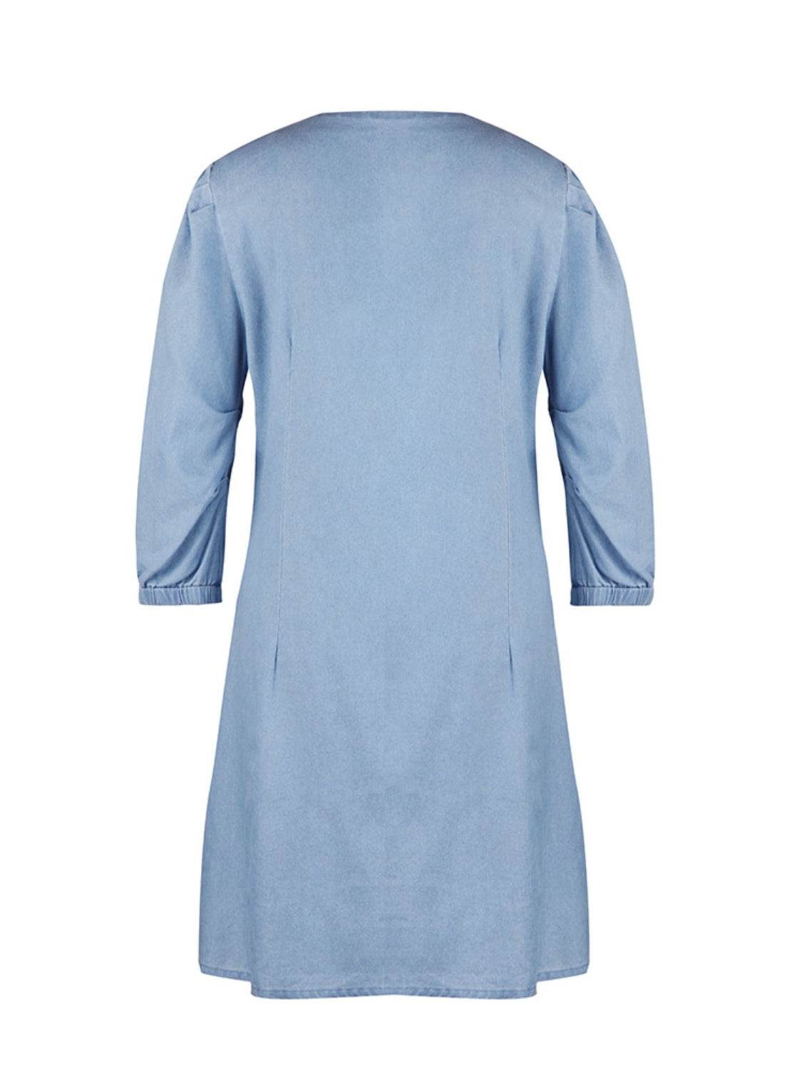 Full Size V-Neck Half Sleeve Dress - Delanoir